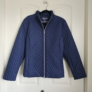Olsen Quilted Jacket Womens Navy Blue Water Repellent Eco Friendly Sz L 14